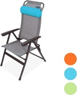 Portal Outdoor Ken Reclining Chair Grey With A Blue Headrest And Stitching PT-CH-KEN-BL