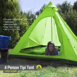 Summit Camping Festival 4 Person Hydrahalt Tipi Tent - GREEN 571046G -Vango Sales 91jmkwndmtl. ac sl1500 1