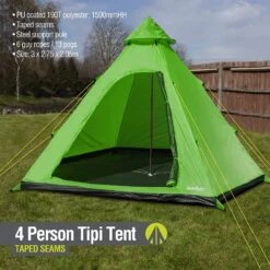 Summit Camping Festival 4 Person Hydrahalt Tipi Tent - GREEN 571046G -Vango Sales 91keyfutmgl. ac sl1500