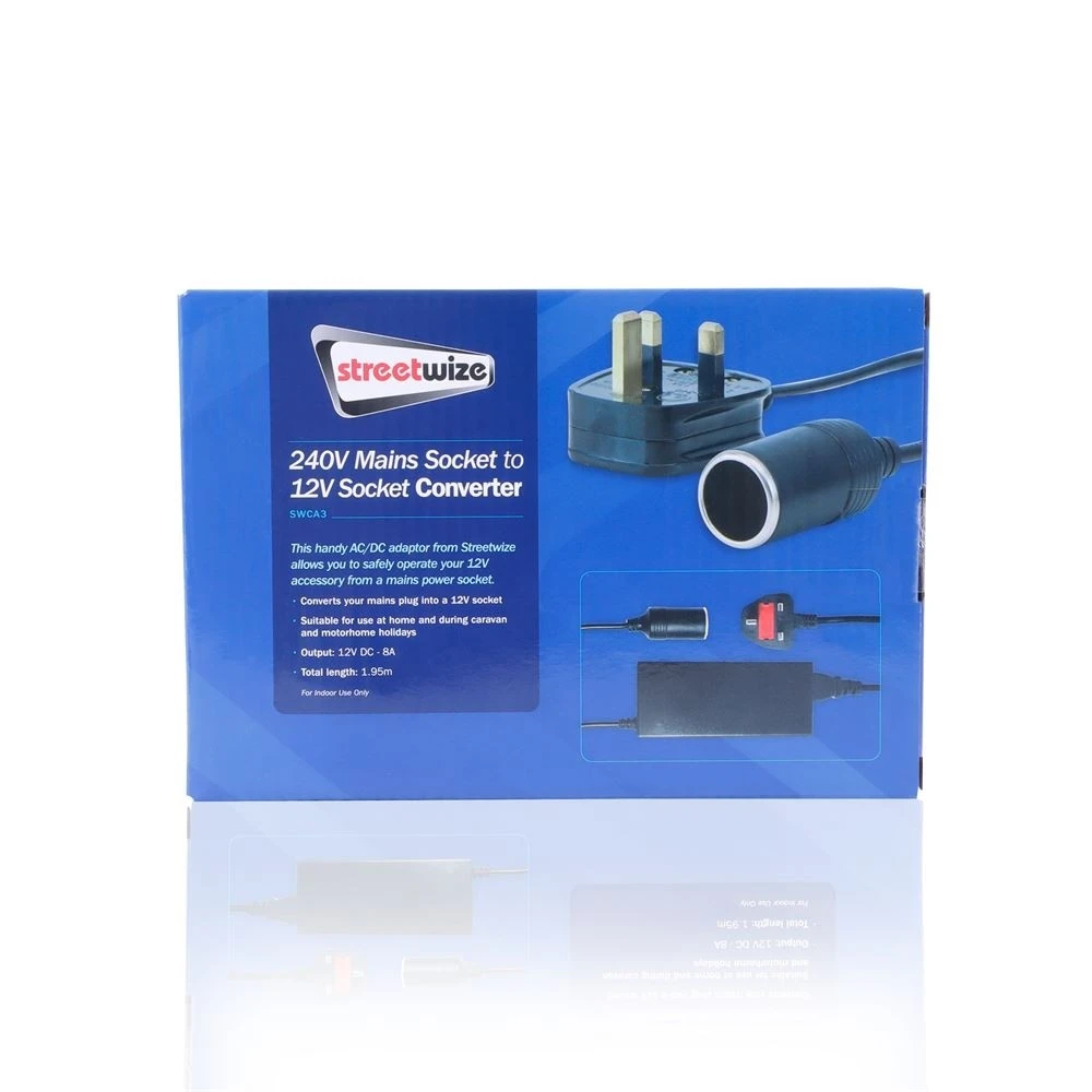 Streetwize 240V Mains Socket To 12V Socket Converter SWCA3 3 Streetwize 240V Mains Socket To 12V Socket Converter SWCA3